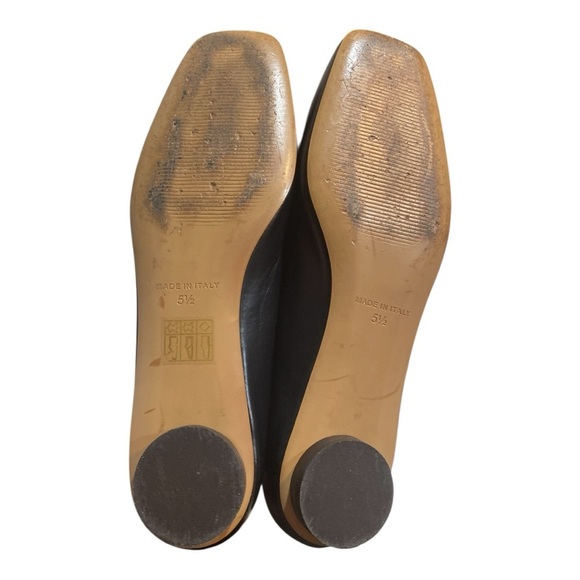 Everlane Black Minimalist Leather Square Toe Flats size 5.5 Made in Italy - Picture 5 of 8